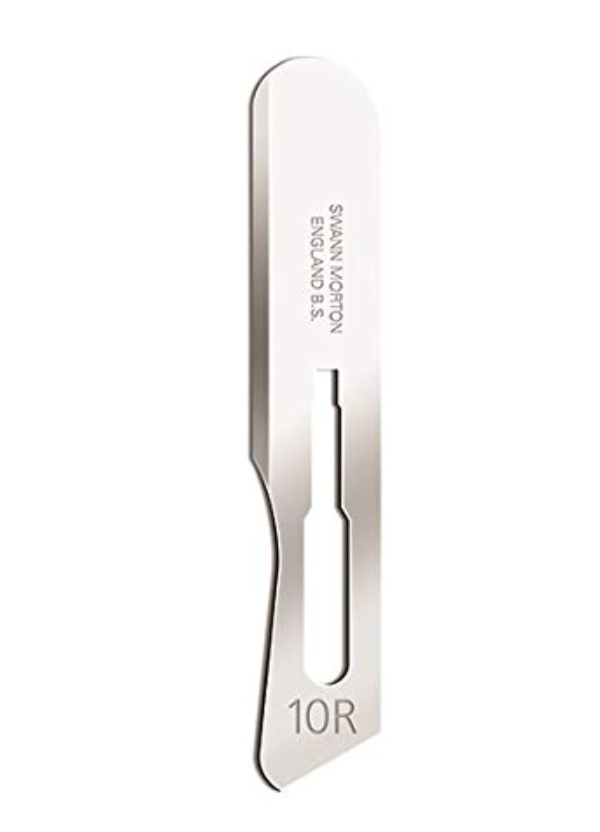 Swann-Morton #10R Sterile Surgical Blades, Stainless Steel [Individually Packed, Box of 100]